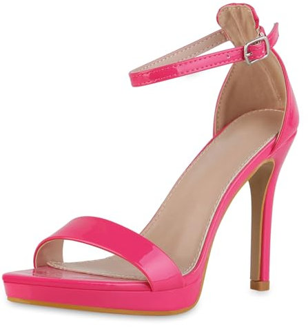 VAN HILL Damen High Heels Stiletto Lack Party Schuhe 216775 Fuchsia Lack 39