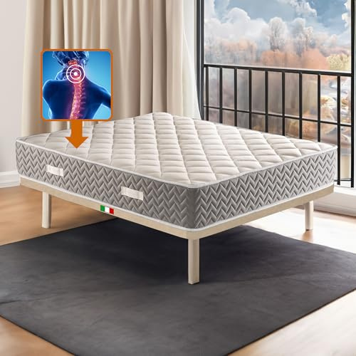 Matratze für Einzelbett, 80 x 190 cm, orthopädischer Memory-Schaum, Höhe 24 cm, halbfeste Matratze, Matratze gegen Rückenschmerzen, antiallergisch und milbendicht, Modell Elisir H24