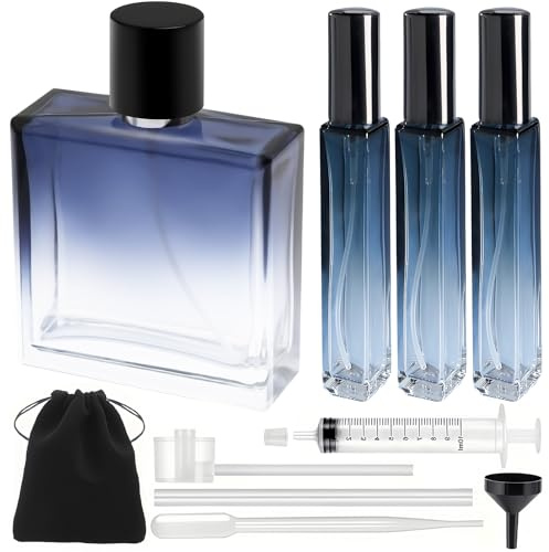 Maxumille Empty Perfume Bottles 100ml + 3x10ml Set, Aftershave Spray Bottle