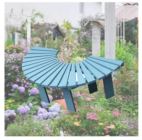 Genérico Banco De Árbol Semicircular, Asiento De Gran Capacidad De Carga, Silla De Madera For Patios, Jardines, Piscinas Y Más.(Blue)