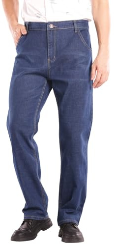 Generiska jeansbyxor herr baggy: denimbyxor slim fit jeans överdimensionerade jeans andas slip-on byxor bekväma fritidsbyxor enfärgade utomhusbyxor klassiska avslappnade stretchjeans för vardagen, blå