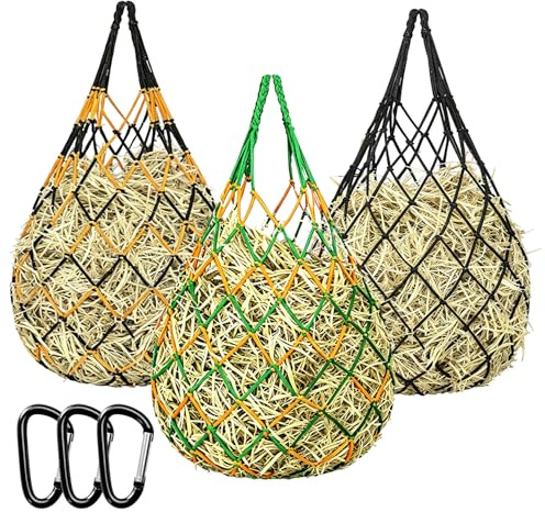 3 Pcs Red de Heno para Alimentación Malla 6 cm Bolsa de Heno para Caballos