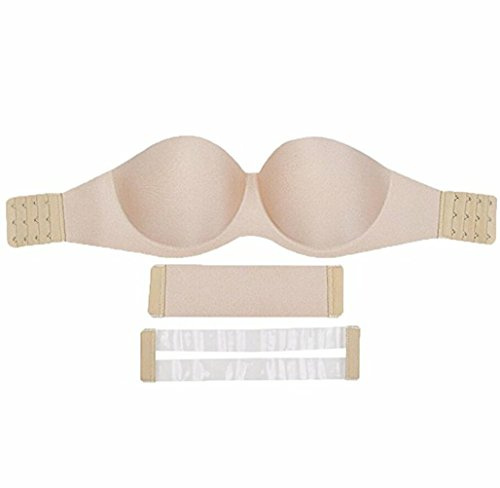 AioTio Confortevole Supporto Sexy Senza Bretelle di Non-Trace delle Donne Reggiseno(C,Beige)