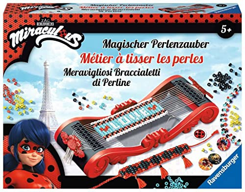 Ravensburger - Métier à Tisser Les Perles - Miraculous Lady Bug - Loisir Créatif - Création de Bijoux - 18127