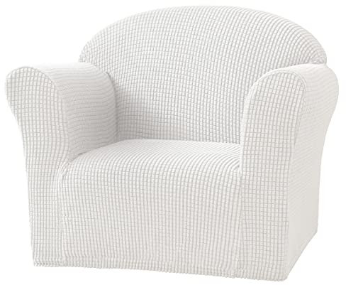VanderHOME Kindersofa Bezug Sofas fürs Kinderzimmer Stretch Spandex Couchbezug Sofahusse fürs Kinder, Bezug Möbelschoner Für Kinder Kleinkinder Babysofa Jacquard-Gitter(Weiß)