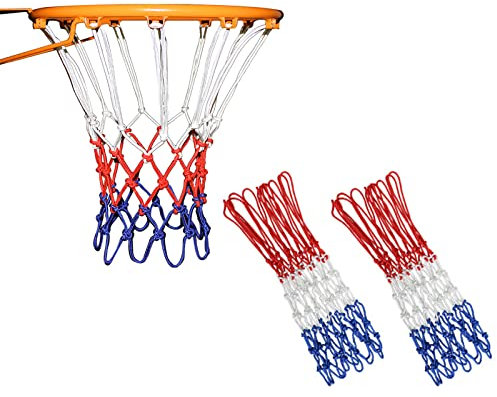 SHULLIN 2 Stück Nylon Basketball Ersatz Netz Hochleistungs Basketballnetze Alle Wetter Ballnetz Profi Basketball Netz Universal strapazierfähig 3 mm für Standard-Basketballkorb 12 Loch Ersatznetz