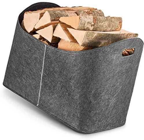 BALINCO Cesto Per Legna Da Ardere Grande In Feltro Multiuso Borsa Per La Spesa Giornali Bagno Giocattoli Biancheria Shopper
