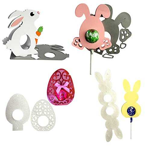 4 Stück Stanzmaschine Stanzschablone Ostern,Osterhase Osterei Lollipop Hühner Scrapbooking Prägeschablonen Stanzformen Schablonen Für Scrapbooking,Fotopapier,Karten,DIY Herstellung Geburtstag Geschenk