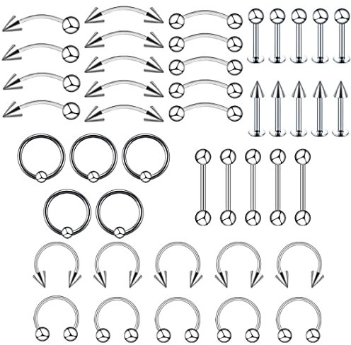 40 Stück Piercing Helix Piercing Chirurgenstahl Knorpel Ohr Piercing Ohrstecker Ohrring Barbell Piercing Schmuck Damen Männer