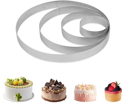 Cake Ring, 4Pcs Stainless Steel Tart Rings Crumpet Rings, 6/10/15/20 CM Round Cake Rings Pastry Rings Cake Mould Cake Rings for Baking Crumpets Desserts