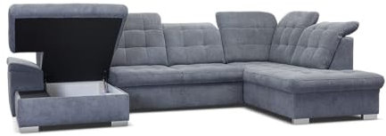 Verona Idee Sofa MOND mit Schalffunktion - Sofa U Form zum Entspannen Bettsofa Moderne Stil -332cm x 220cm x 170 cm Ideal für gesellige Zusammenkünfte - GRAU