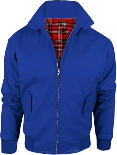 WearAll Harrington Jacket Adults Unisex Mens Ladies Womens Vintage Classic Retro Scooter 1970'S Bomber MOD Skin Tartan Lining Coat Top Size S-5XL