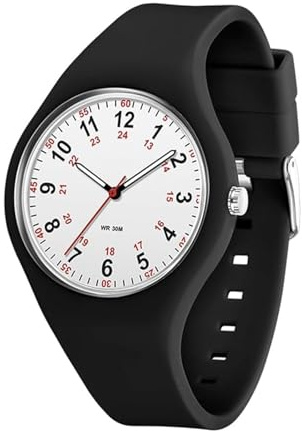 Forrader Analoge Unisex-Armbanduhr, wasserdicht, Sportuhren für Krankenschwestern, Mediziner, Damen, Herren, Studenten, leicht ablesbares Zifferblatt, Silikonarmband, Damenuhr