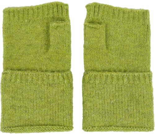 styleBREAKER Damen Fingerlose Strickhandschuhe Einfarbig mit Bund, warme Winter Handschuhe 09010052, Farbe:Limettengrün