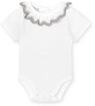BABIDU Body Bebé Manga Corta Algodón 100%, Body Bebé Recien Nacido Con Cuello Volante Bolillo, Tejido Transpirable Suave y Hipoalergénico Piel Sensible, Ropa Bebé Niño y Niña Unisex, Basicos Verano