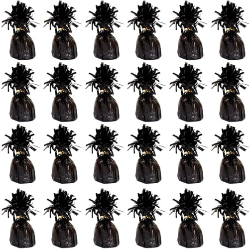 PARTYRAMA.CO.UK Black Foil Helium Balloon Weights 175gr - Pack of 24 - Durable & Colourful for Birthdays Parties, Events & Celebrations - Perfect Balloon Weight Holders