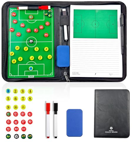 Miershanwell Football Tactics Board Magnetic, Portable Football Coaching Board Futsal Dry Erase Whiteboard Soccer Coach Marker Board Clipboard Folder Sport Equipment with Chess Piece Pen Eraser