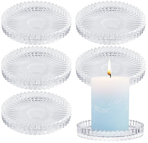 6 Pezzi Portacandele In Vetro Trasparente, Portacandele Vetro Trasparente, Porta Candele, Piatto Porta Candele, Robusto E Ideale Per Compleanni, Matrimoni, Patii, Giardini