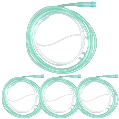 KQDRAVINE 4 Piezas Tubo de Oxígeno, 6 mm X 2 M Cánulas de Nasal de PVC Médico para Adultos, Flexible y Antienrollamiento para Aparatos de Oxígeno