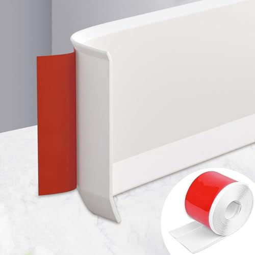 MeYuxg Zócalo blando autoadhesivo, de PVC, autoadhesivo, zócalo de cocina, 15 cm x 3 m, borde de pared para cocina, decorativo, riel de transición para salón, dormitorio (blanco)