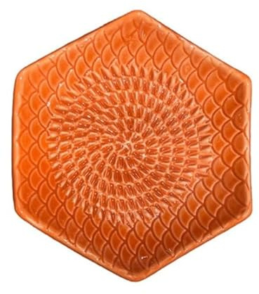 Kaladia Grattugia in ceramica esagonale - Pialla in ceramica tinta unita, grattugia da cucina, ideale per zenzero, parmigiano, cioccolato, ecc. - In arancione - Dimensioni: 12 x 3 cm, fatto a mano e