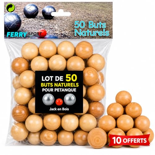 Lot de 50 Cochonnets en Bois pour Pétanque + 10 Gratuit – Pack De 60 Buts - Accessoires De Jeu De Boules