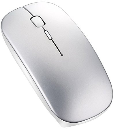 Tsmine Ratón Silencioso Portátil Ratón Inalámbrico Bluetooth Recargable, Plateado