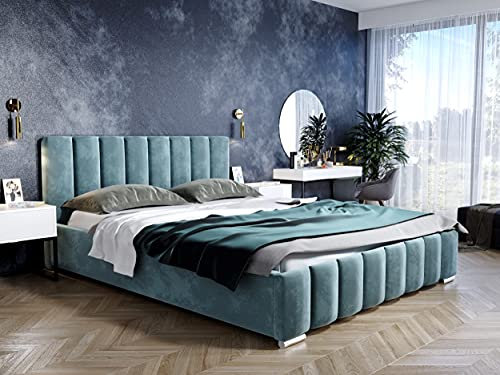 lukmebel Noemi Polsterbett 180 x 200 cm mit Bettkasten - Doppelbett 180 x 200 mit Lattenrost - Bett 180 x 200 mit Stauraum French Velvet 679