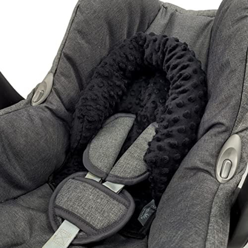 BAMBINIWELT Kopfpolster Kopfkissen für Babyschale kompatibel mit Maxi Cosi Modell Cabrio Fix und Citi, Gruppe 0, MINKY (Minky schwarz)