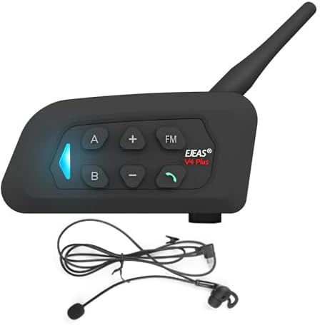 EJEAS V4C Bluetooth-headset intercom för domare, 4-vägs kommunikationssystem vattentät 1 500 m trådlös intertelefon med brusreducering för tränare, domare (1 st)