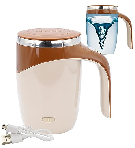 Self Stirring Mug - Rechargeable Automatic Magnetic Electric Coffee Mug, Rotating Cute Mixing Cup Tasse, To Stir Office/Kitchen/Travel/Home Coffee/Tea/Hot Chocolate/Milk-450 ml/15.2 oz(Brown)