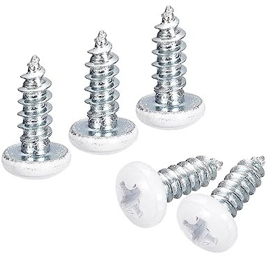 QUARKZMAN ST3.5x10mm Tornillos Autorroscantes, 50uds Tornillos Autoperforantes de Cabeza Alomada Phillips, Madera Tornillos Blanco de Acero Inoxidable para Carpintería