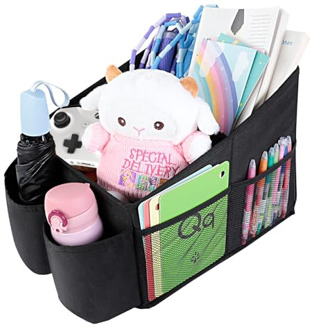 AiQInu Autositz Organizer Auto Zubehör Innenraum, Aufbewahrungsbox Kinder mit Becherhaltern und Netztaschen für Vorderen Rücksitz und den Kofferraum für Spielzeug, Bücher, Snacks, andere Utensilien
