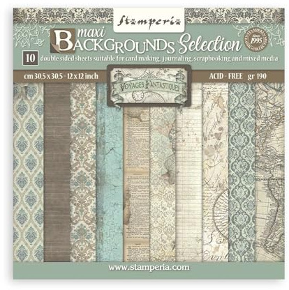 Scrapbooking Pad 10 sheets cm 30,5x30,5 (12x12) Maxi Background selection - Voyages Fantastiques