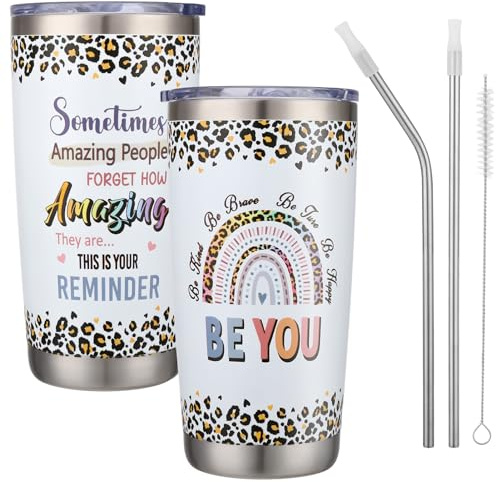 saerryor Leaving Gifts for Women,Inspirational Coffee Cup with Straw Lid