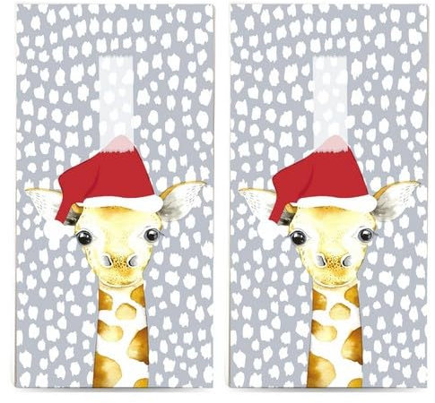 20 einzelne Taschentücher Weihnachten Giraffe mit Weihnachtsmütze. 2 Packungen mit 10 einzelnen Papiertaschentücher bedruckt als Geschenk.