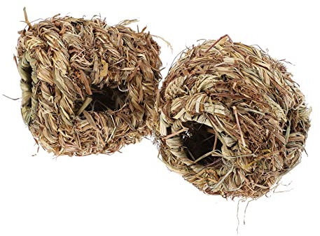 SEWOART 2pcs Pet Molar Grass Woven Balls Rabbits Biting Toys Pet Teeth Grinding Toys for Small Animals