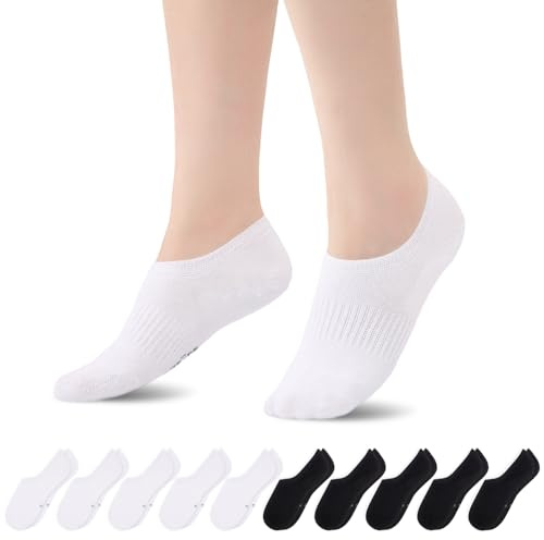 Niorasen Scarpe da ginnastica Calzini Donna Uomo, 10 paia di calzini invisibili con bordo in silicone antiscivolo, Unisex Invisibili 35-38 39-42 43-46