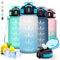 Gourde, 500ml Gourde Enfant, Paille, Anti Fuite, Graduée pour 1 Journee, Facile à Nettoyer, Running, avec Slogan de Motivation, Reutilisable pour École, Bureau, Camping