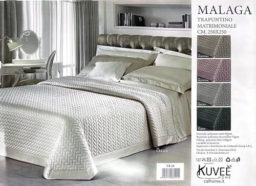 imi shop Trapuntino Primaverile-Estivo Letto Matrimoniale - 250x250 cm Copriletto effetto Raso Tinta unita - Prodotto Italiano (Crema)