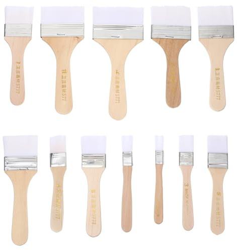 DIYEAH Kit De Cepillos De Pintura De Nylon 6.88X3.14In Juego De 12 Pinceles Planos Para Pintura Al Óleo Acrílica Y Acuarela Con Mango Ergonómico Para Arte Preciso Y Versátil
