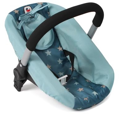 Bayer Chic 2000 - Asiento de coche para muñecas con adaptador para cochecito de muñecas, camilla de muñecas, accesorios para muñecas, estrellas turquesas