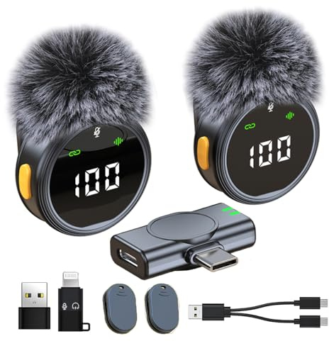 Micro cravatta senza fili per iPhone,iPad, Android, fotocamera, computer, portatile, mini microfono con riduzione del rumore, accoppiamento automatico, per Vlogging, registrazione video, vlog