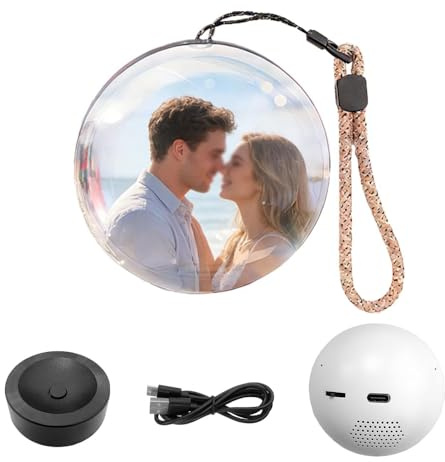 JIABAOZ Crystal Memory Adorno, Wifi Crystal Ball 3D Video & Photo, Lámpara Esfera de Recuerdos, Videos y Fotos para Subir para Parejas, Aniversarios y Navidad Regalo (White)