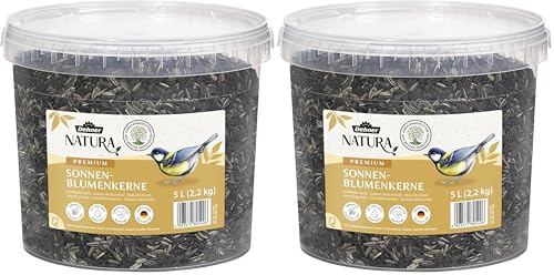 Dehner Natura Premium Nourriture pour Oiseaux Sauvages, graines de Tournesol Non décortiquées, en Seau, 5L (2.2 kg) (Lot de 2)