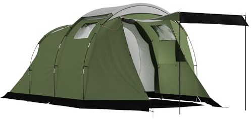 Outsunny Tente Camping 3-4P Stable Cabine Couchage Vestibule Vert