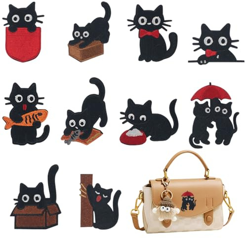 Dermalyx 10 Pezzi Toppe Per Gatti Da Stirare, Patch Da Cucire, Gatto Nero, Cucitura/Adesivi, Abbigliamento, Zaini, Cappelli, Accessori Fai-Da-Te