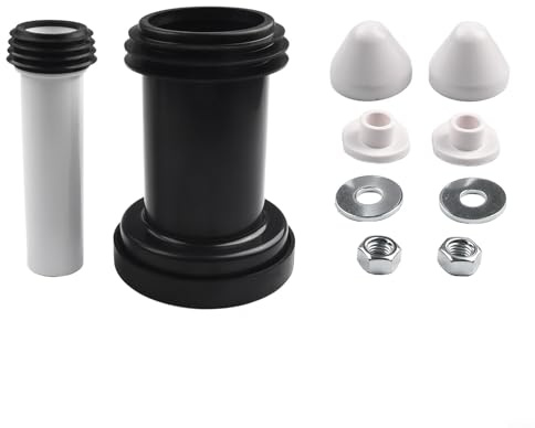 Conector de pared para bastidor de inodoro para cisterna Duofix, montaje de tubería de desagüe y desagüe con cubierta de cromo satinado para asegurar pernos, material PE PP