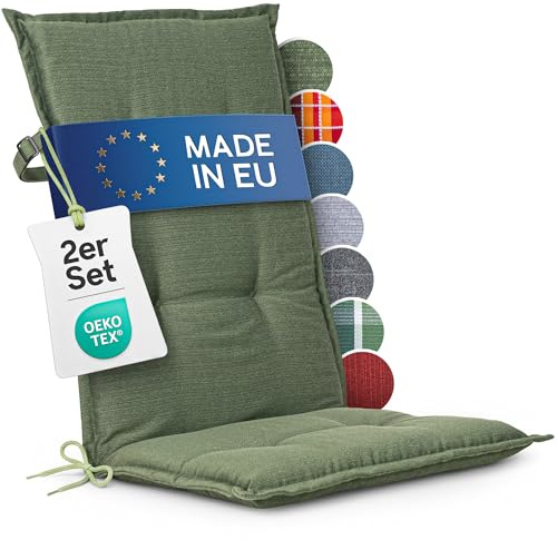 Homeoutfit24 Hochlehner Auflagen, Made in EU, 2er Set, Grün