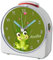 CreaDesign, WU-71-1060, Frosch, analog Kinderwecker weiß, Funkwecker mit Sweep-Uhrwerk und fluoreszierenden Zeiger und Licht, personlisiert mit Namen, 10,2 x 4,6 x 11 cm